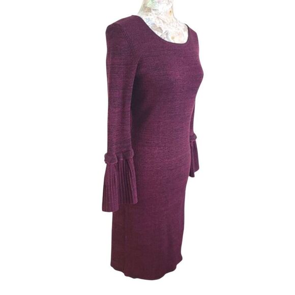 Nina Leonard Red Wine Bell Sleeve Ribbed Sweater Dress BRAND NEW - Picture 5 of 12
